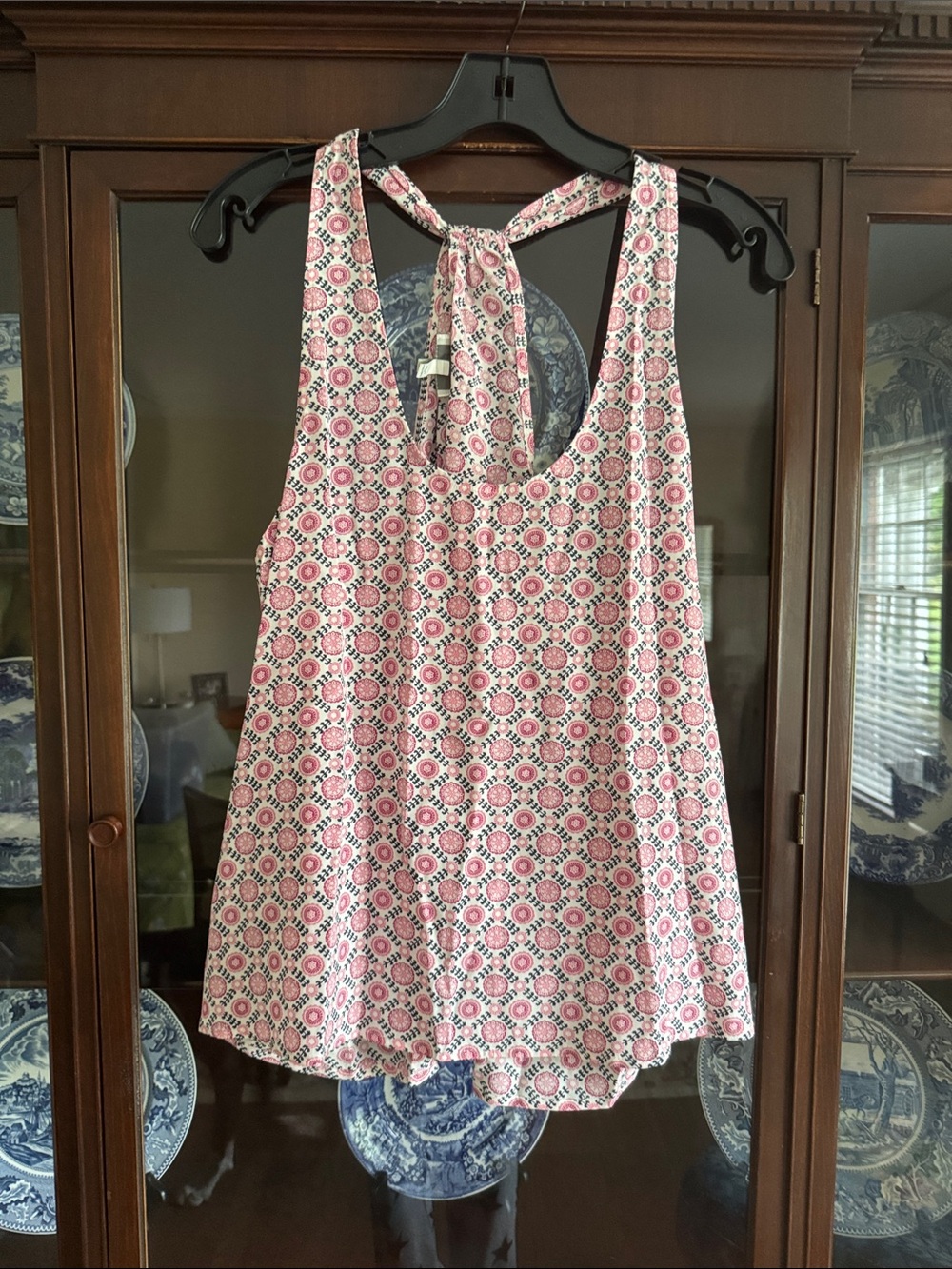 Joie Pink Geometric Tie-Back Tank Top
